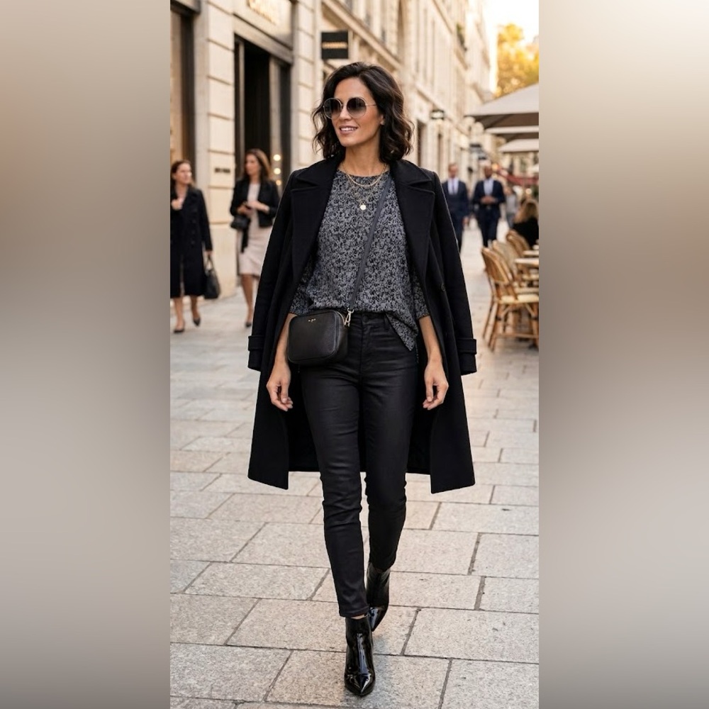 Preswick & Moore 3/4 Sleeve Gray and Black Sweater Size Large Petite